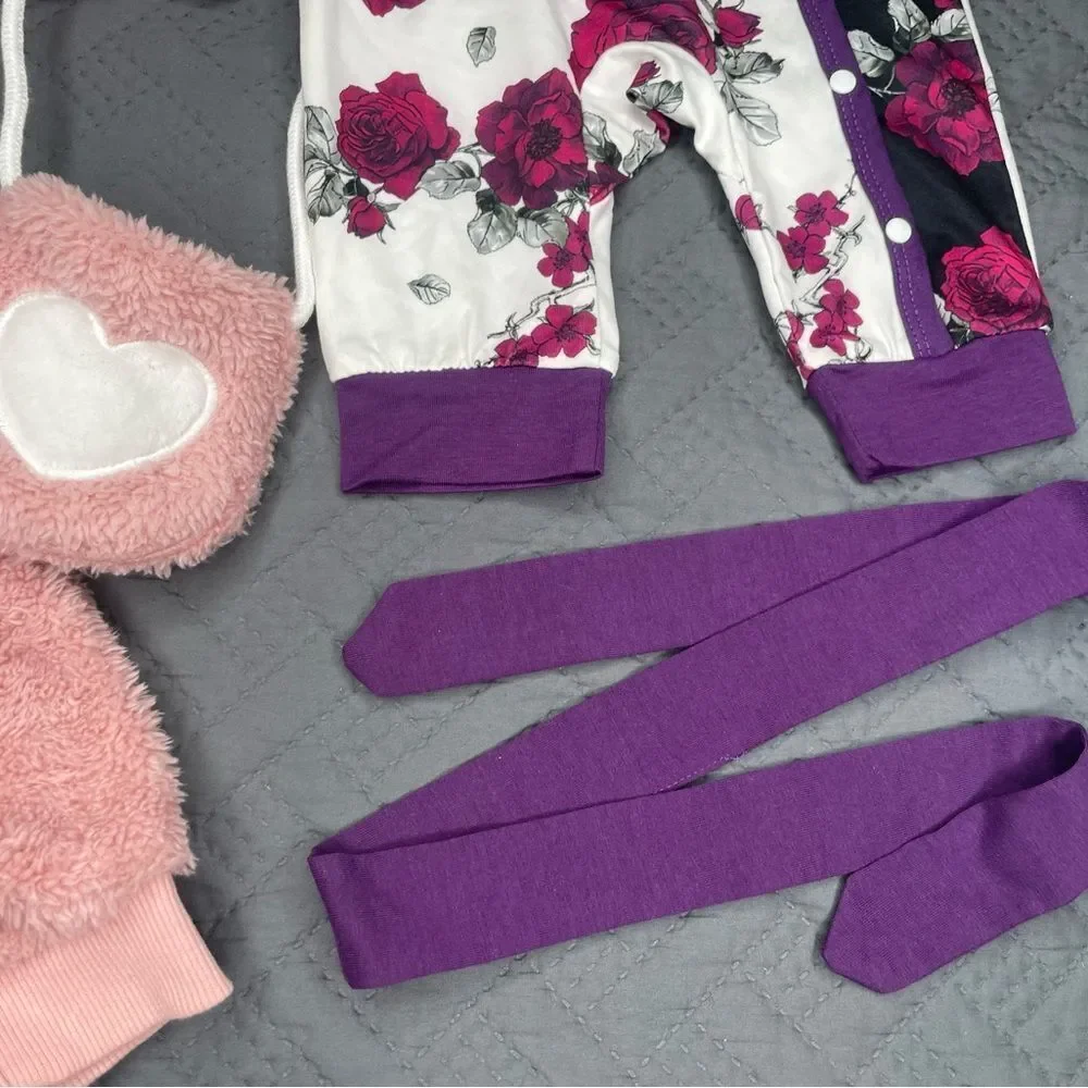Pink and Purple Baby Clothing Set